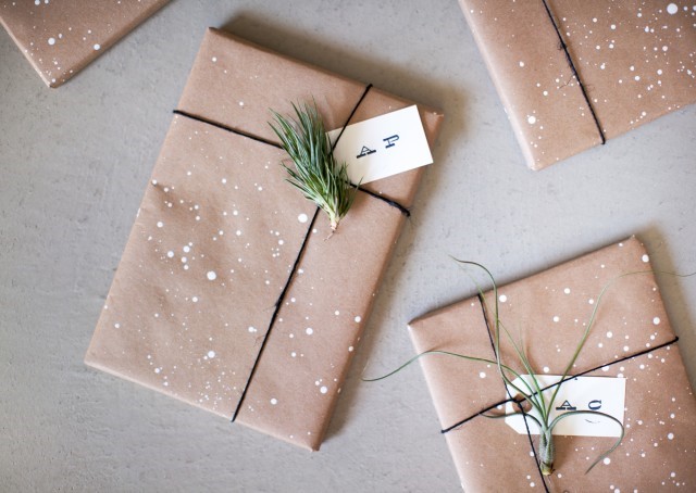 DIY Splatter Painted Gift Wrap for the Holidays